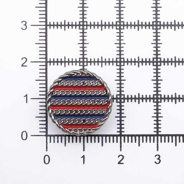 Пуговицы на ножке Твидовая 28L (18мм), металл (Blue/Red (синий/красный/серебро)), ME-651, 36 шт