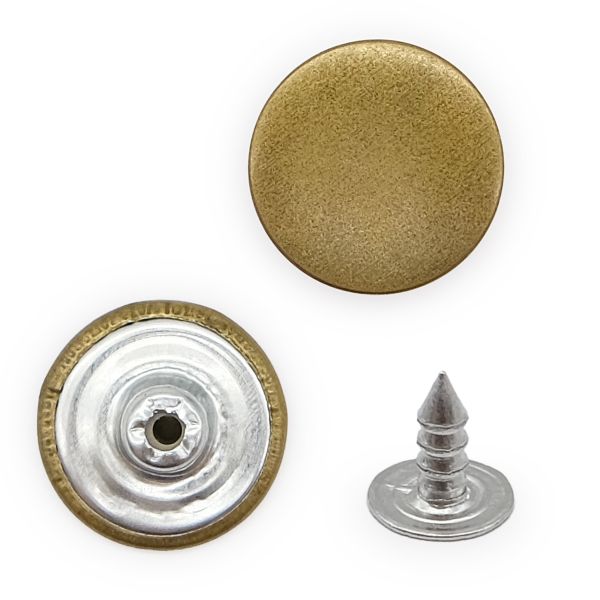 Пуговицы джинсовые ⌀17 мм, фиксированная ножка, сталь, гладкая, антик, 100 шт, New Star