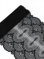 Кружево бельевое эластичное 195 мм / 2.7 м, 8034, цв.02 черный, Kruzhevo