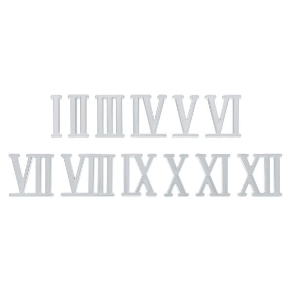 Цифры римские для часов, высота 23 мм, пластик (ZB-10155 серебро)