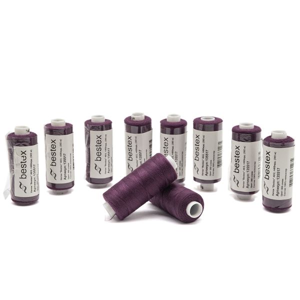 Нитки швейные бытовые Bestex 40/2, 365 м (400 ярд) / 10 кат., 080 сливовый
