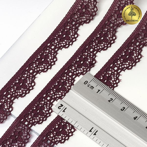 Кружево эластичное (стрейч) 15 мм TBY.8031, цв.S254 сливовое вино, 5 метров, Kruzhevo