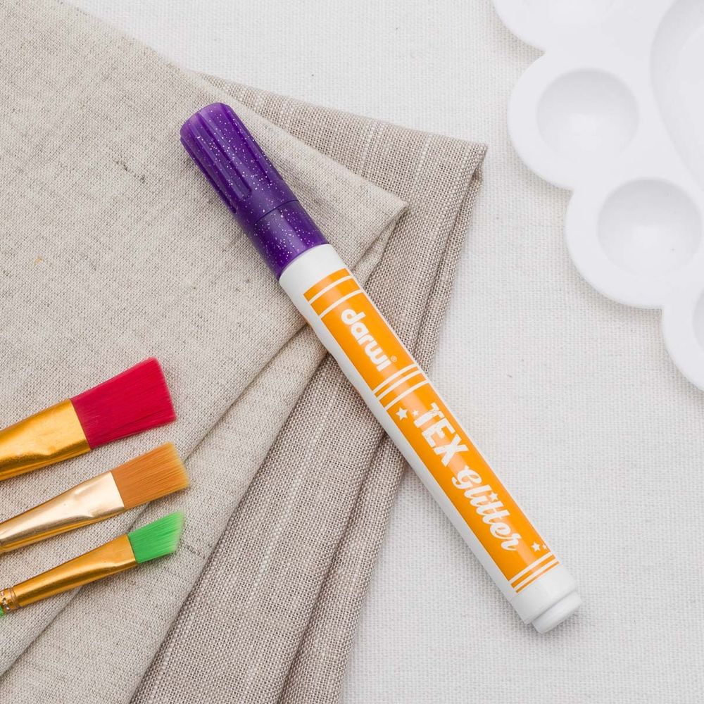 Маркер для ткани Darwi TEX Glitter, 2мм (с блестками) (900 фиолетовый), DA0140013