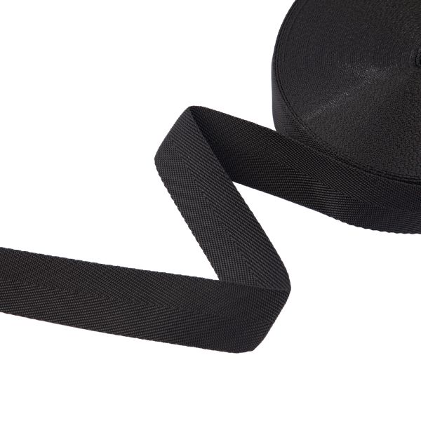 Стропа (ременная лента) 40 мм / 25 метров, толщ. 1.44 мм, [14.4 г/пог.м], 100% п/п, рис. 3114, черный, Gamma С1594Г17