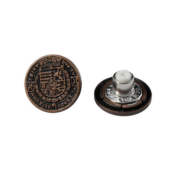 Пуговицы джинсовые ⌀17 мм, фиксированная ножка (БЕЗ ГВОЗДЯ), т.медь 