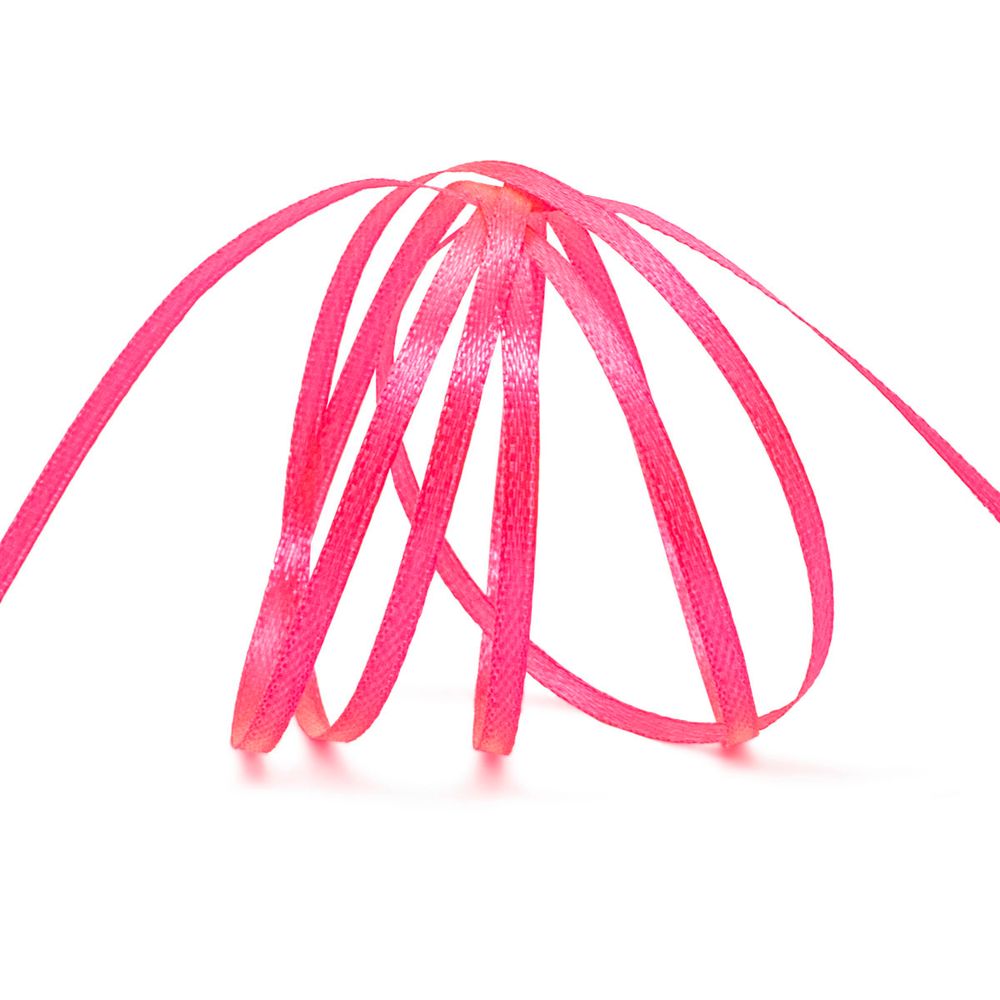 Лента атласная 2-сторонняя 3.0 мм / 100±2 метров, (013 яр.розовый (неон)), Globus