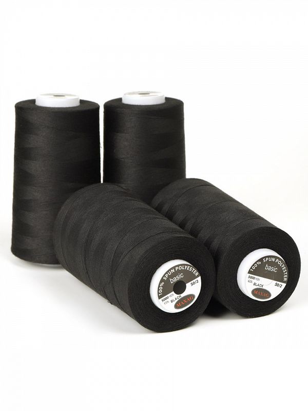 Нитки швейные Max 50/2, 4570 м (5000 ярд), 000 черный / 4 бобины