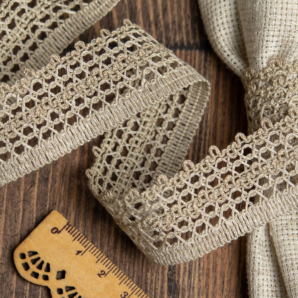 Кружево вязаное (тесьма) 30 мм / 10 метров, 60001/10Т цв.071 льняной, Kruzhevo