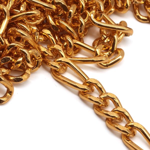 Цепь алюминиевая 12,1 мм, 6,0 мм + 8,0 мм, 6,0 мм, боб(10 м) (золото) K16326