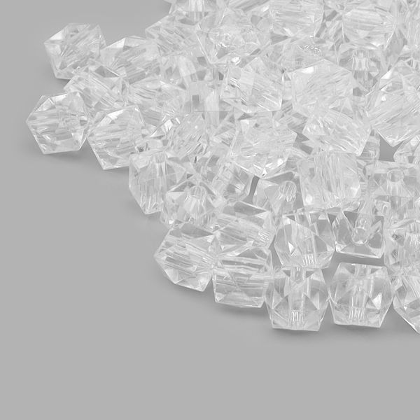 Бусины акрил ⌀10 мм, прозрач. в цвете, граненый куб, 50 г, Astra&Craft (MG.3245-17 прозрачный)