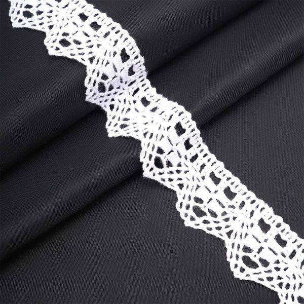 Кружево вязаное (тесьма) хлопковое 30 мм / 25 метров, одностор. (01 белый)