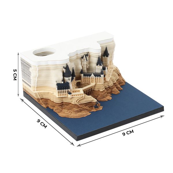 Блок бумажный для записей в виде 3D-заметок с подсветкой 200-250 г/м², 9х5х9 см, 160 л, Огни замка BBZ-01, BBZ-01