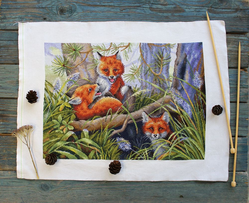 Набор для вышивания нитками МП Студия, Расшалились 30х40 см