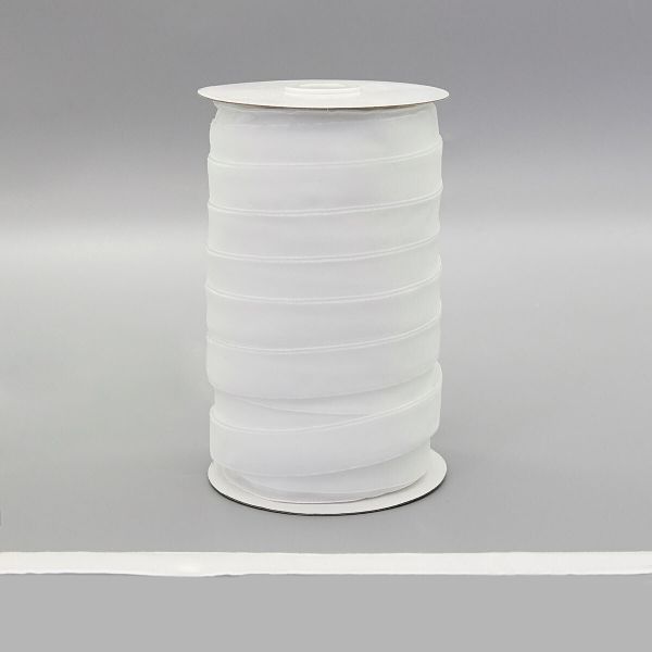 Лента бархатная (тесьма) 20.0 мм / 32.9±2 метров, 0081-1901 (8501 белый)