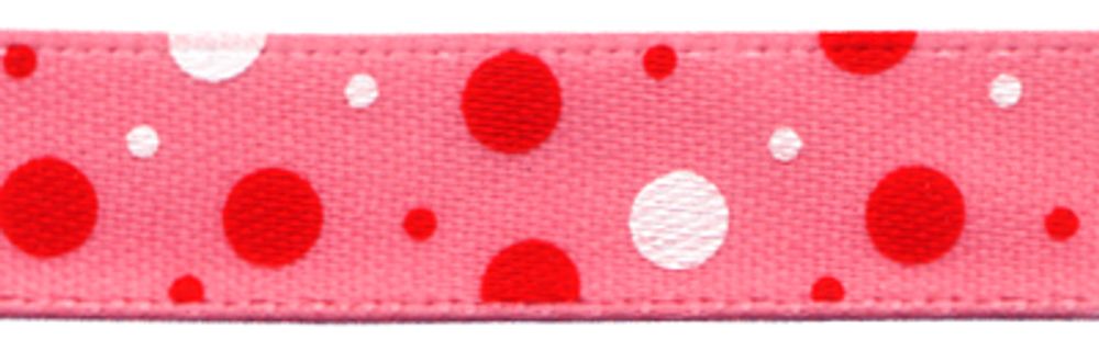 Лента атласная с рисунком 10 мм, 22.8 м, R13/110 горох/розовый, Gamma ALP-102