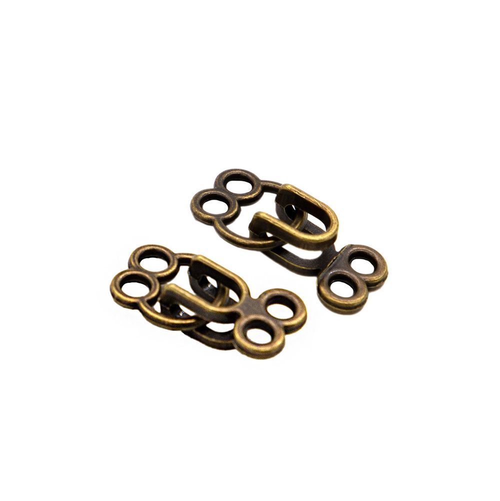 Крючки пришивные декоративные 12х22 мм, OB, бронза, 12 шт