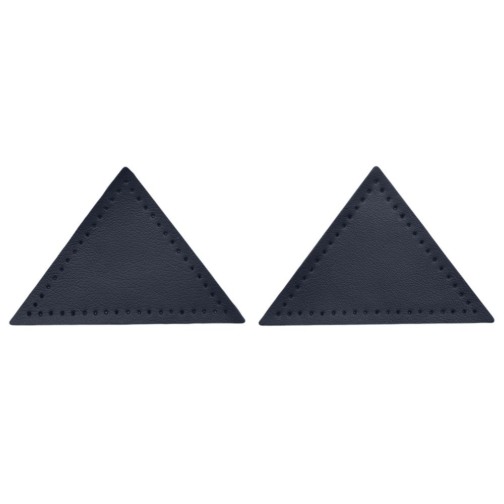 Заплатки пришивные из кожи, треугольник равнобедр., стор. 8см, с перфорацией, 2 шт, 100% кожа, 05 темно-синий, 9903