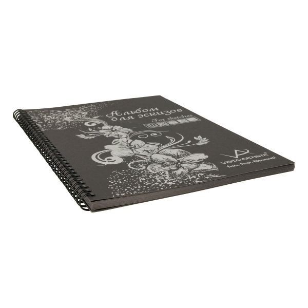 Альбом для эскизов 150 г/м², А4 на спирали 32 л, черная бумага, Vista-Artista SBC