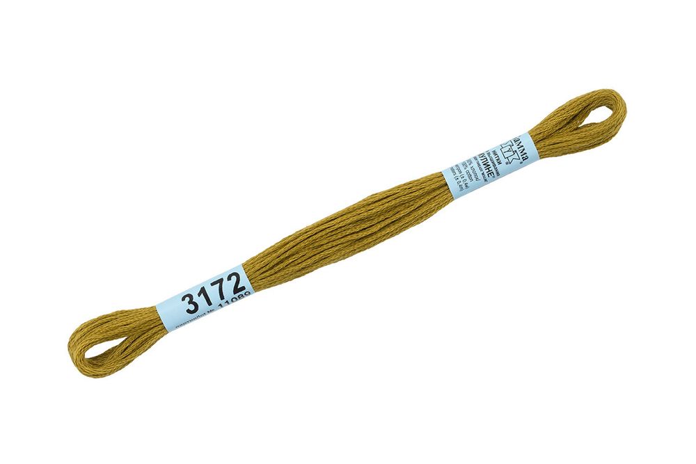 Мулине Gamma 100% хлопок, цв.3172 св.св.хаки, 24 мотка по 8 метров