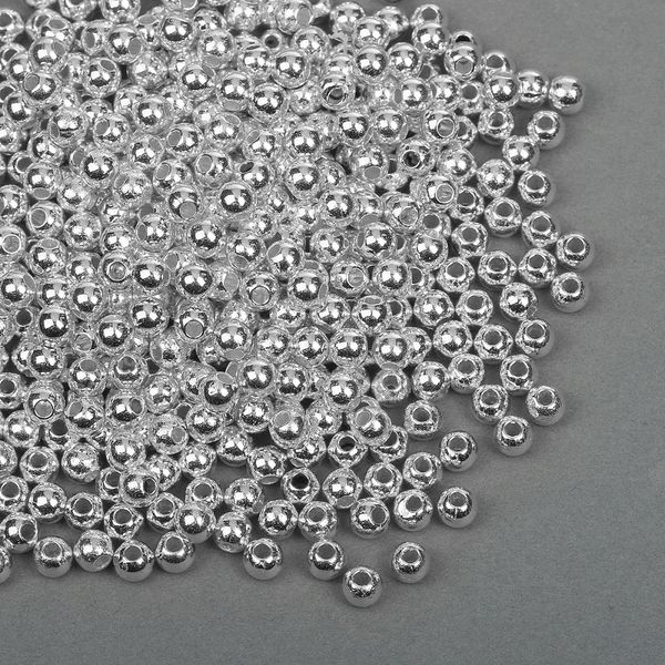 Бусины пластик ⌀4 мм, цв.серебро уп.50 г, Magic4Hobby