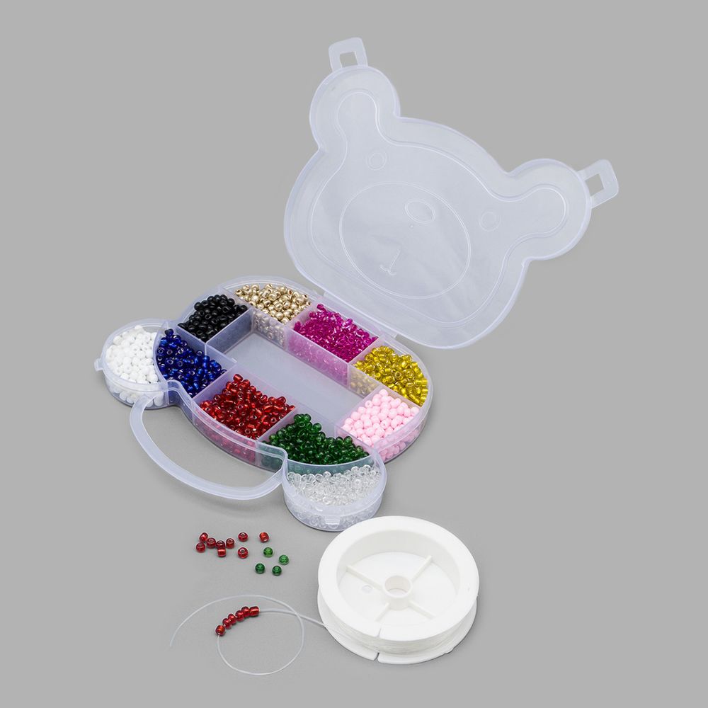 Набор бисера 6/0 (4.1 мм), 10 цветов, с контейнером и нитью, Astra&amp;Craft