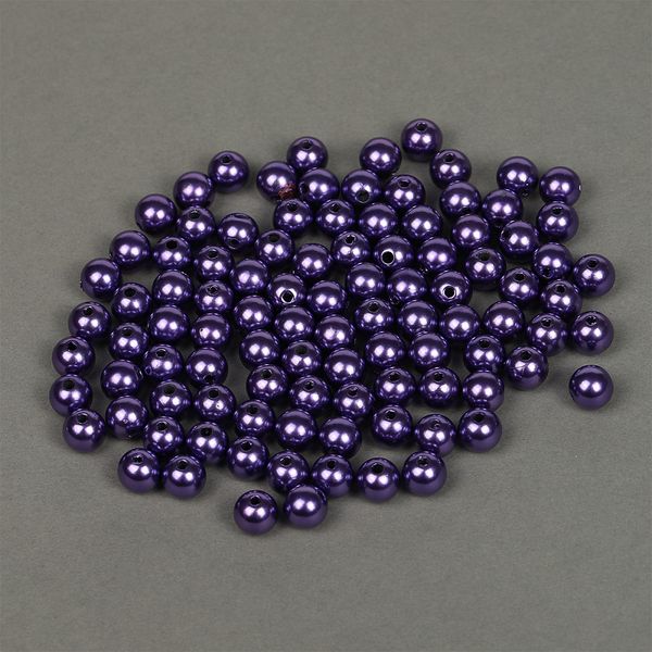 Бусины пластик (перламутр) ⌀10 мм, цв.133 фиолетовый, уп.500г (960 шт), Magic4Hobby