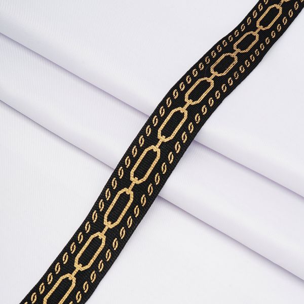 Тесьма лампасная 30.0 мм / 50.29 метра, с принтом Цепь, черный, 3452-13