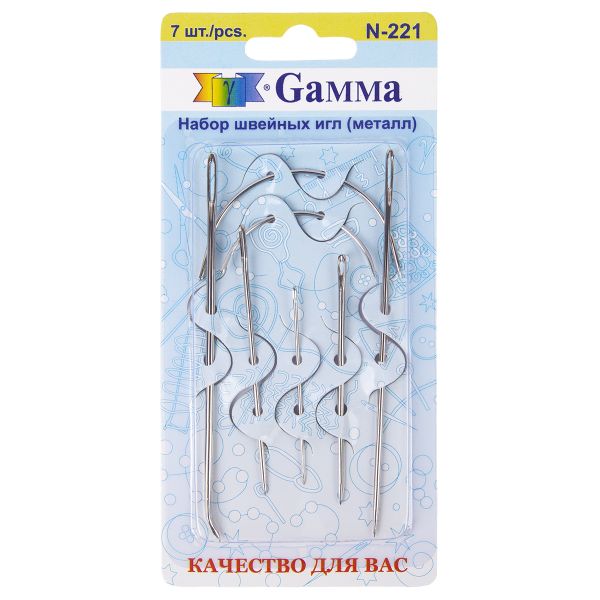 Иглы ручные для шитья, 7 шт, с матрасными иглами, Gamma N-221