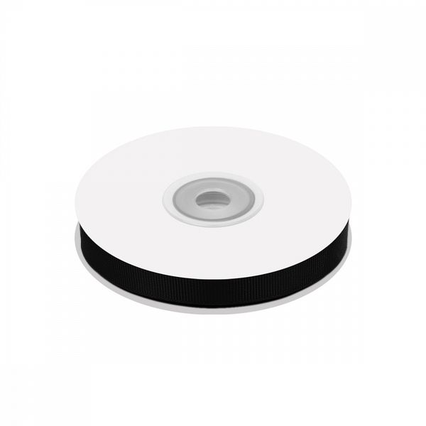 Лента репсовая (в рубчик) 10.0 мм цв. 030 черный уп.22.86м (±1м)