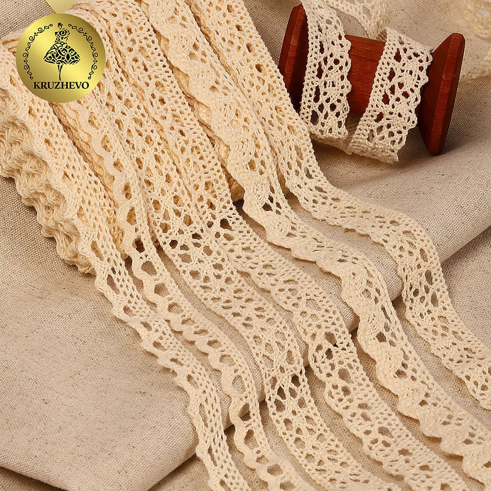 Набор вязаного кружева Kruzhevo №4 цв.молочный (6 дизайнов по 2м)
