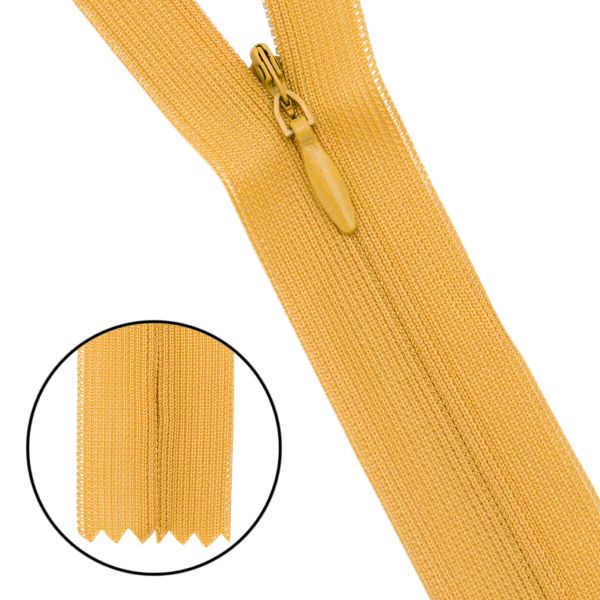 Молния потайная (скрытая) Т3 (3 мм) 1 зам., н/раз., 50 см, нейлон, F123 золотисто-коричневый, 10 шт