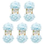 Пряжа Alize (Ализе) Puffy / уп.5 мот. по 100 г, 9м, 730 морозно-голубой