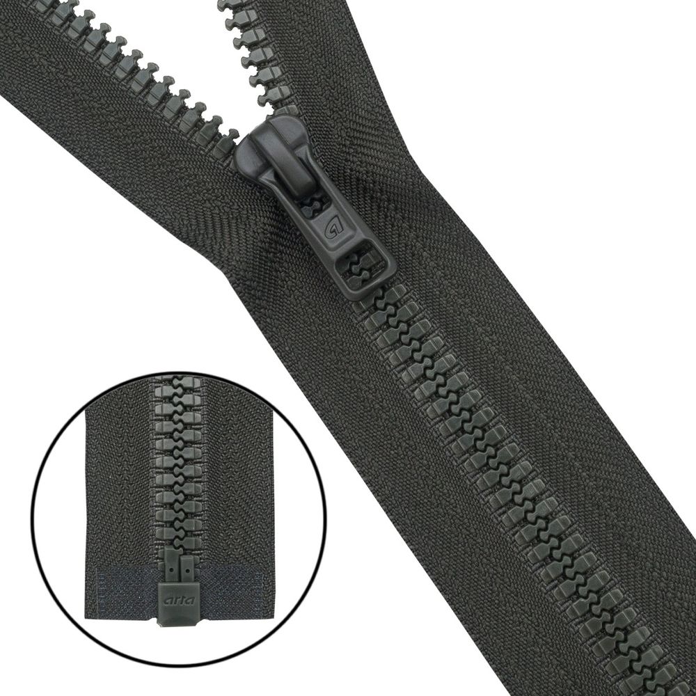 Молния трактор Arta Т6 (6 мм) 1 зам., разъем., 45 см, (2076), A237 т.хаки, НОВЫЙ МАТОВЫЙ ЗАМОК, уп.5 штук