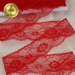 Кружево отделочное в стиле "трикотаж" 40 мм, диз. 281, цв.03 красный, уп. 27,4 м