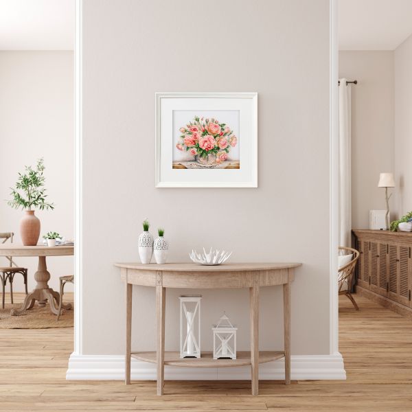 Набор для вышивания нитками Panna, Золотая серия, Букет роз, 27х21.5 см