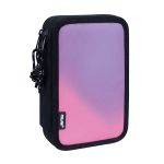 Пенал на молнии двухярусный с наполнением 19,5*13*5 см, черно-розовый 081264SNK1P, Milan 081264SNK1P