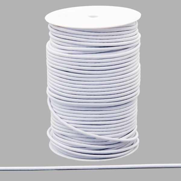 Резинка шляпная (шнур эластичный) ⌀4.0 мм / 100 метров, 01 белый