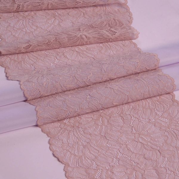 Кружево бельевое эластичное 240 мм / 13.72 м, цв. C344 пудровый