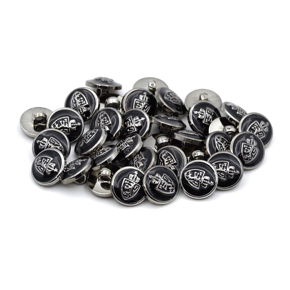 Пуговицы на ножке 24L (15мм), пластик (n.black (черный/черный никель)), 36 шт, PS39