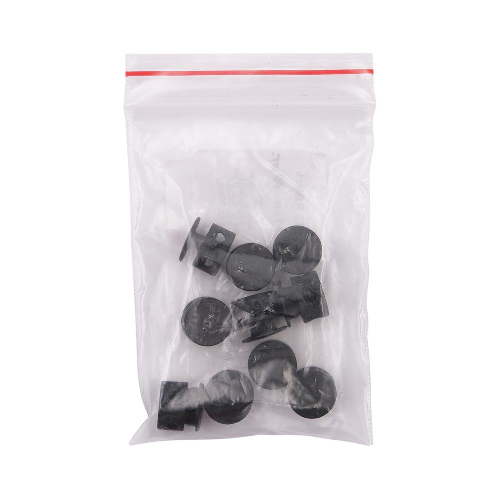 Фиксатор (зажим) для шнура металл 2 отв., 10.5х11.8 мм, ⌀3.7 мм, металл, P.Black (черная резина), MFR08, 10 шт