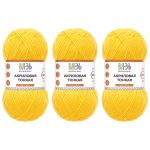 Пряжа Вязь Акриловая тонкая / уп.3 мот. по 100 г, 360 м, 340 желтый