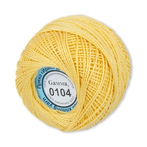 Пряжа нитки Ирис / уп.10 мот. по 10г, 82м, 0104 желтый, Gamma