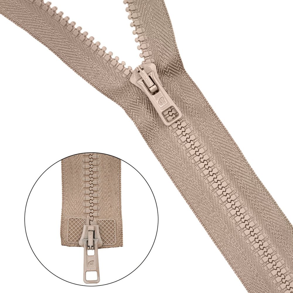 Молния трактор Arta Т6 (6 мм) 2 зам., разъем., 90 см, цв. 071 св. бежевый, уп.5 шт