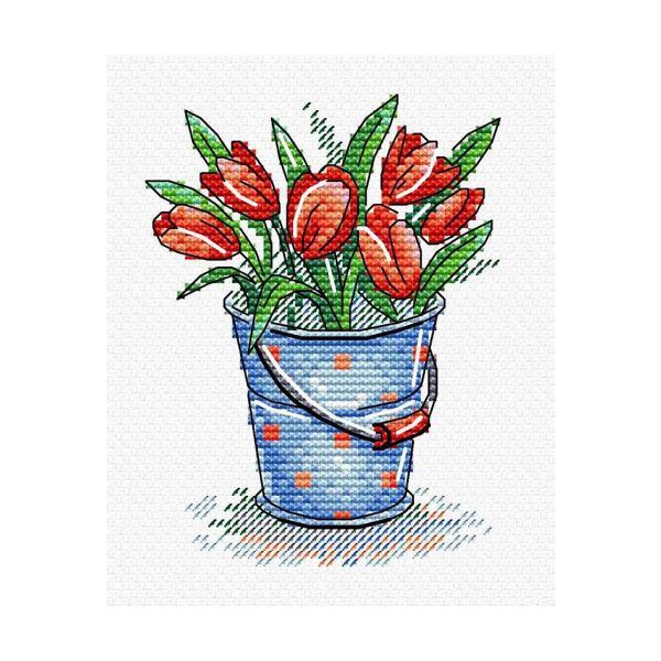 Набор для вышивания нитками МП Студия, Свежесть тюльпанов 11х8см