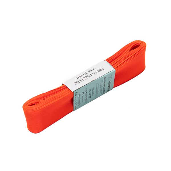 Лента атласная 1-сторонняя 25.0 мм / 5 шт по 5.4 метра, №512N(15-1456) коралловый(неон), Gamma AL-25P