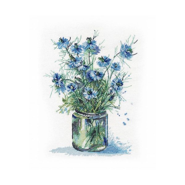 Набор для вышивания нитками Овен, Букет нигелл 20х27см