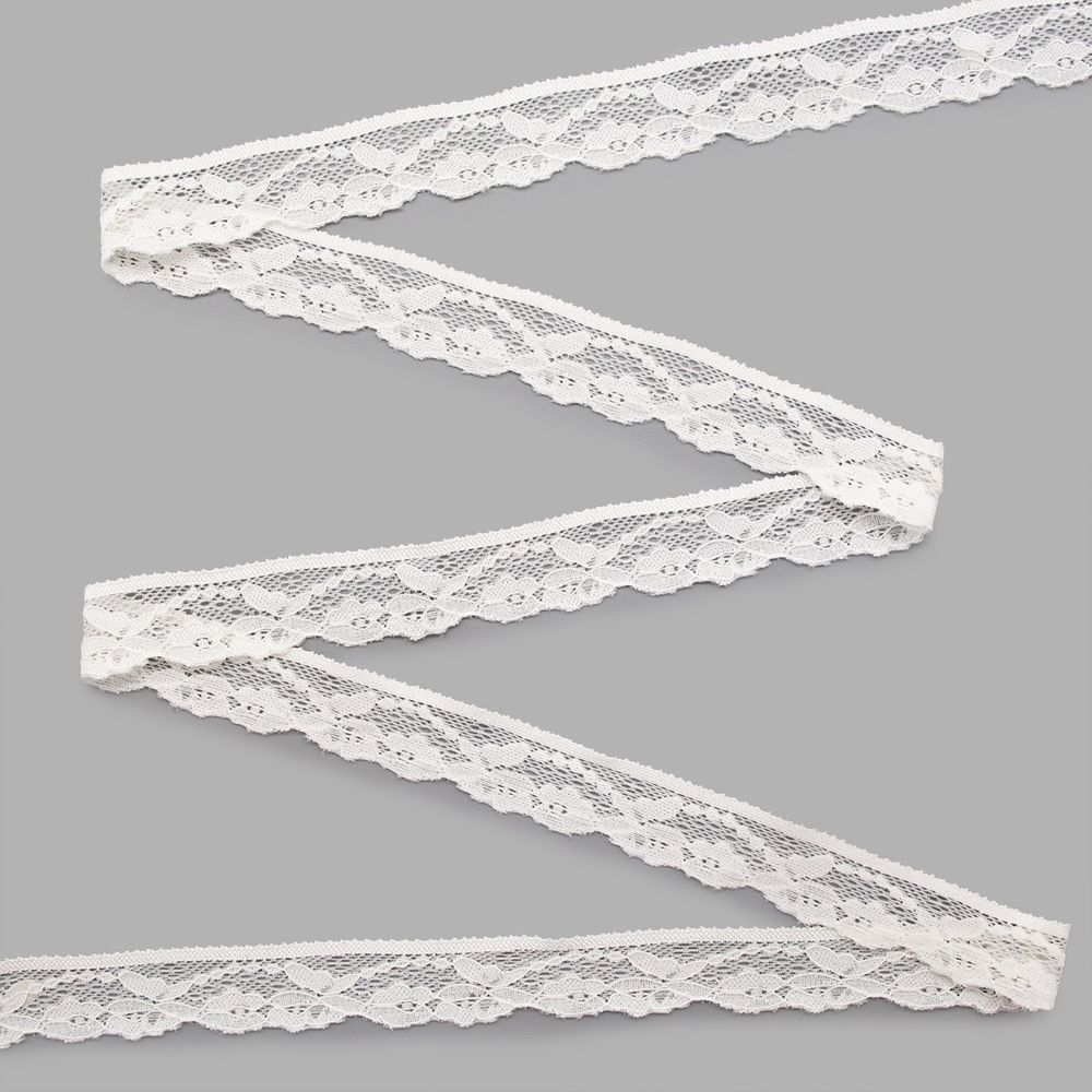 Кружево эластичное (стрейч) 25 мм / 13.71±10% метров, белый, LAEC-19173