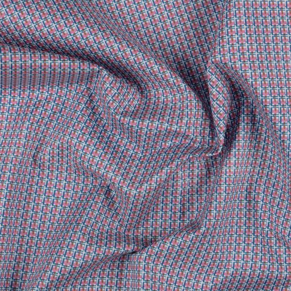 Ткань для пэчворка Peppy Бабушкин сундучок, отрез 50х55 см, 140 г/м², БС-33 клетка яр.синий/розовый, Peppy