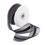 Лента капроновая (органза) с люрексом, 44 мм, 27 м (черный/сер.)