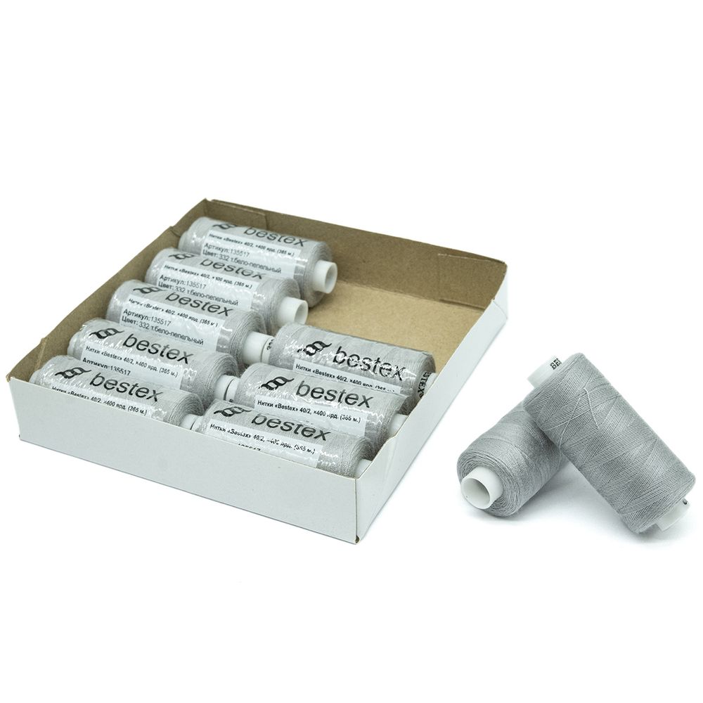Нитки швейные бытовые Bestex 40/2, 365 м (400 ярд) / 10 кат., 332 мраморно-сиреневый